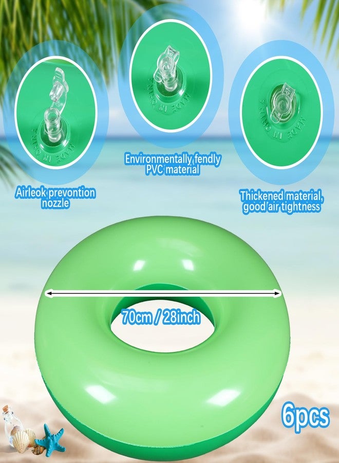 JellyArch 6 Pcs Inflatable Pool Float for Adult 28 Inch Swim Tube Bulk Pool Inner Tube Floaties Swimming Ring for Beach Party Decoration Women Men River Lake Summer Vacation Holiday(Green Ombre) - Image 2