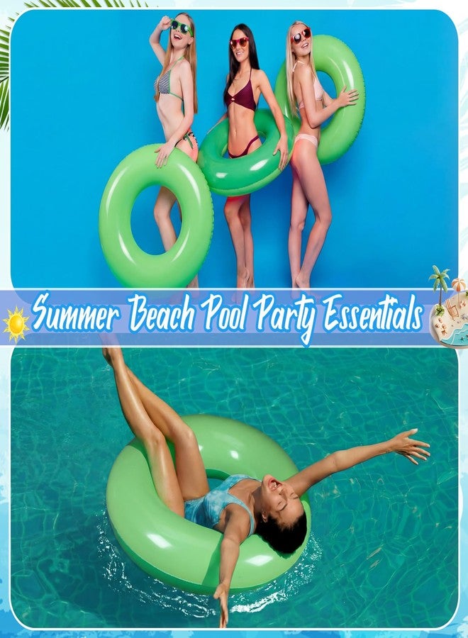 JellyArch 6 Pcs Inflatable Pool Float for Adult 28 Inch Swim Tube Bulk Pool Inner Tube Floaties Swimming Ring for Beach Party Decoration Women Men River Lake Summer Vacation Holiday(Green Ombre) - Image 3