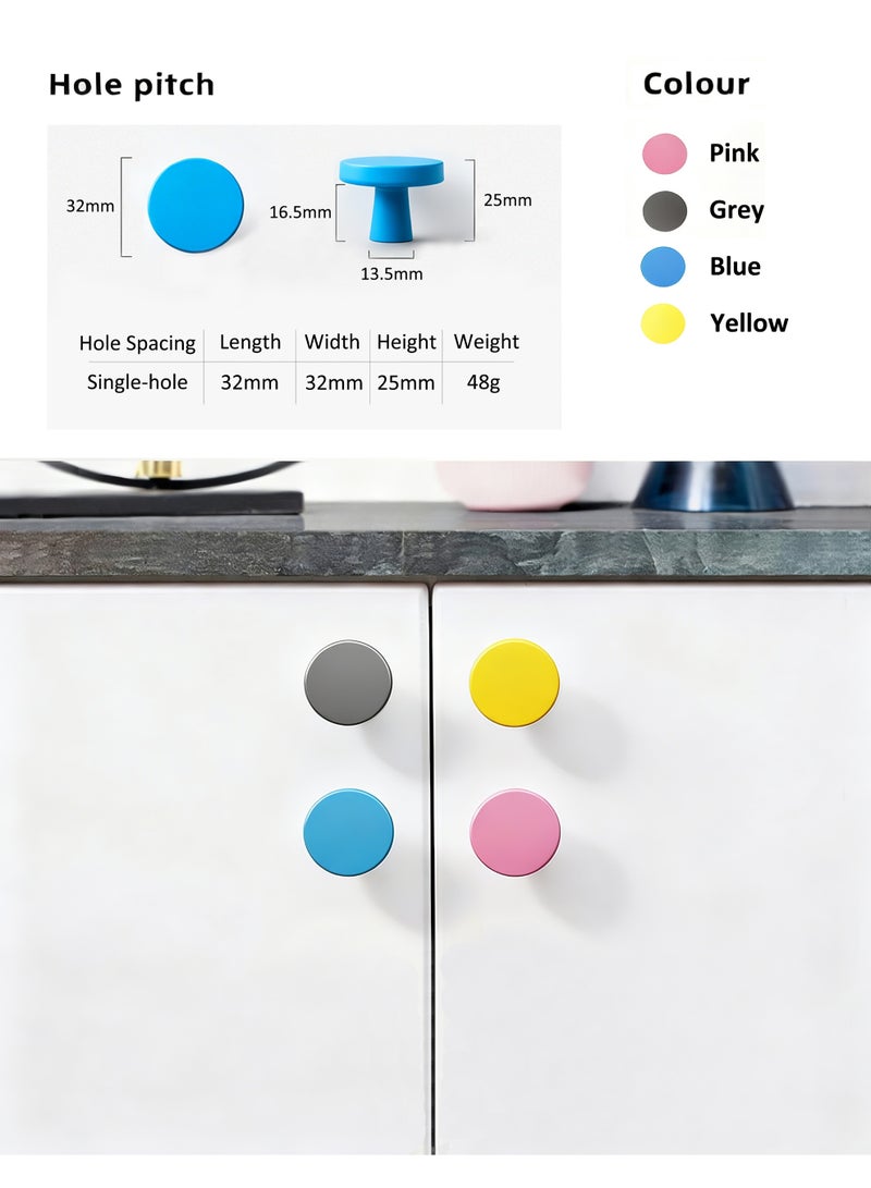 HomeNoor Matte Dusty Pink Round Cabinet Knob 4Pcs Set, 32mm Single Hole Furniture Door Knob Anti Collision Safety Drawer Pull Handle for Kids Bedroom Nursery Home Decoration - Image 4