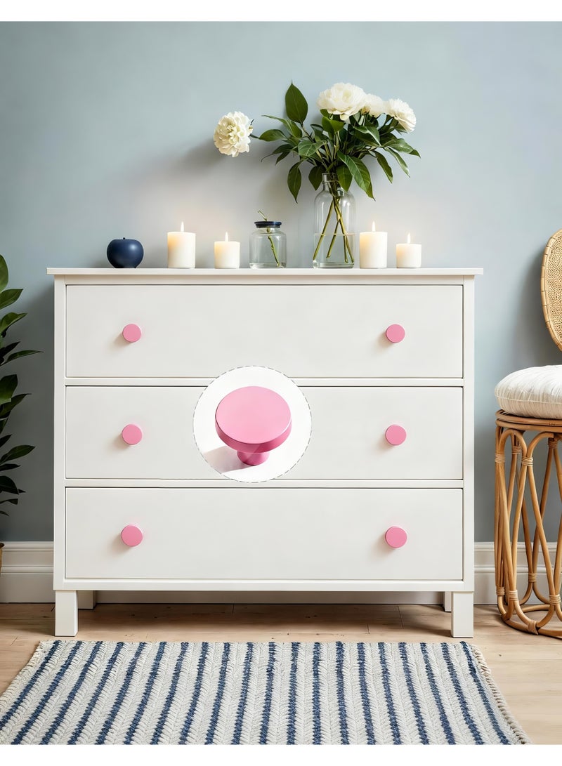 HomeNoor Matte Dusty Pink Round Cabinet Knob 4Pcs Set, 32mm Single Hole Furniture Door Knob Anti Collision Safety Drawer Pull Handle for Kids Bedroom Nursery Home Decoration - Image 2