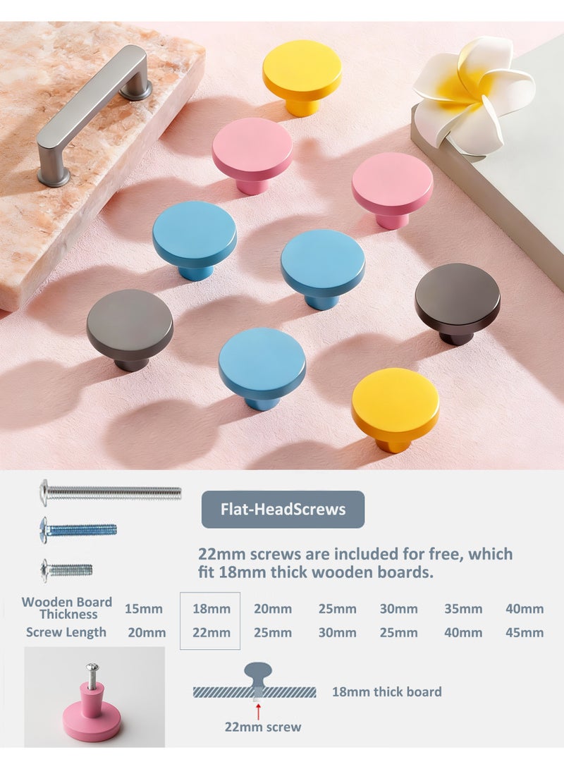 HomeNoor Matte Dusty Pink Round Cabinet Knob 4Pcs Set, 32mm Single Hole Furniture Door Knob Anti Collision Safety Drawer Pull Handle for Kids Bedroom Nursery Home Decoration - Image 5