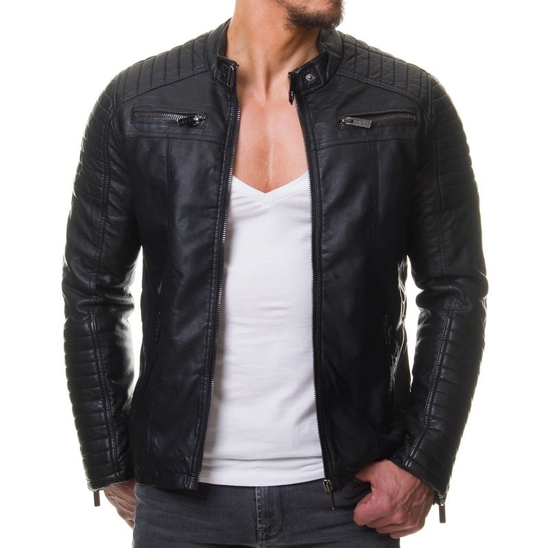 DECIMAL Mens Black REAL Lambskin Leather Biker Jacket VINTAGE GENUINE MOTORCYCLE JACKETS FOR MEN US Alpha Medium Regular Regular B59 BLACK