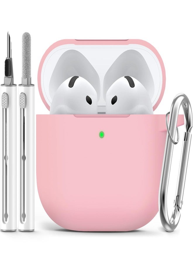 Ljusmicker for AirPods 4 Case Cover 2024 with Cleaner Kit,Soft Silicone Protective Cases for Apple AirPods 4th Generation for Women Men,AirPod 4 Case Accessories with Keychain-Pink - Image 1