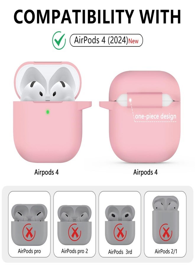 Ljusmicker for AirPods 4 Case Cover 2024 with Cleaner Kit,Soft Silicone Protective Cases for Apple AirPods 4th Generation for Women Men,AirPod 4 Case Accessories with Keychain-Pink - Image 2