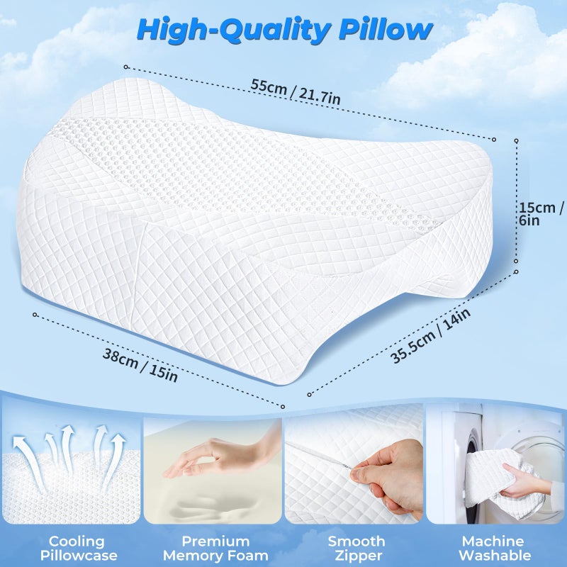 SAHEYER Side Sleeper Pillow with Arm Hole, Upgraded Memory Foam Shoulder Pillow for Neck Pain Relief, Adjustable Multi-Angle Arm Tunnels Support for Adults Pressure-Free Sleep (White) - Image 2