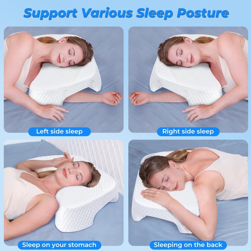 SAHEYER Side Sleeper Pillow with Arm Hole, Upgraded Memory Foam Shoulder Pillow for Neck Pain Relief, Adjustable Multi-Angle Arm Tunnels Support for Adults Pressure-Free Sleep (White) - Image 5
