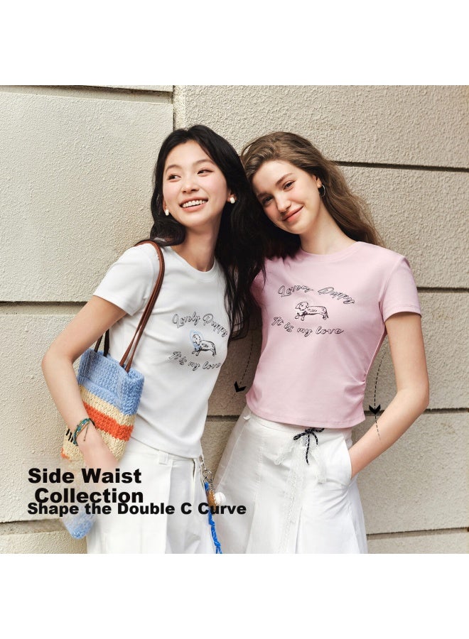 SEMIR Cool Feeling T-Shirt Women'S Short Sleeve T-Shirt Short Puppy Summer Smart Slim Fit Shoulder Top 109325100020 - Image 1