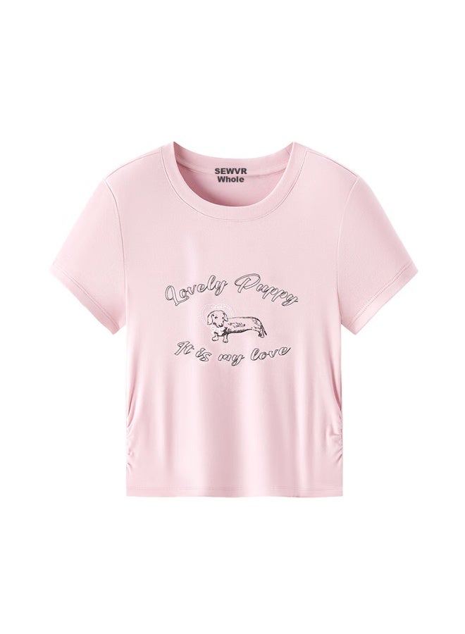 SEMIR Cool Feeling T-Shirt Women'S Short Sleeve T-Shirt Short Puppy Summer Smart Slim Fit Shoulder Top 109325100020 - Image 3