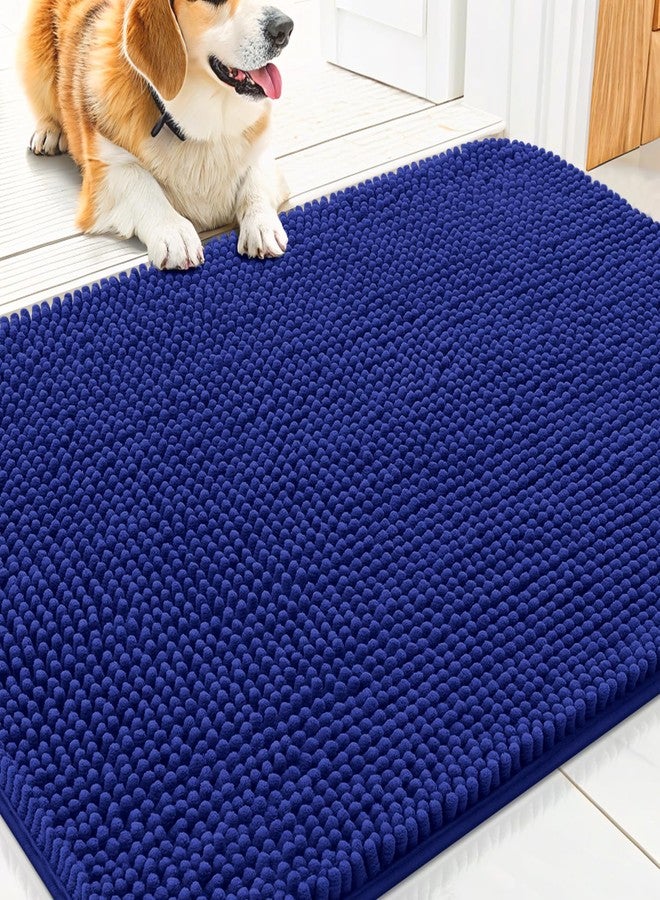 Smiry Dog Door Mat for Muddy Paws 30x20, Absorbs Moisture and Dirt Doormat, Non-Slip Washable Quick Dry Chenille Front Door Mat Indoor Entrance, Entryway Carpet for Inside Floor, Navy Blue - Image 1