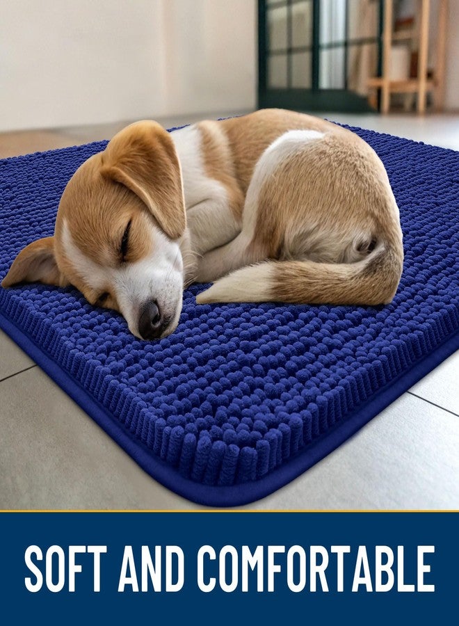 Smiry Dog Door Mat for Muddy Paws 30x20, Absorbs Moisture and Dirt Doormat, Non-Slip Washable Quick Dry Chenille Front Door Mat Indoor Entrance, Entryway Carpet for Inside Floor, Navy Blue - Image 2