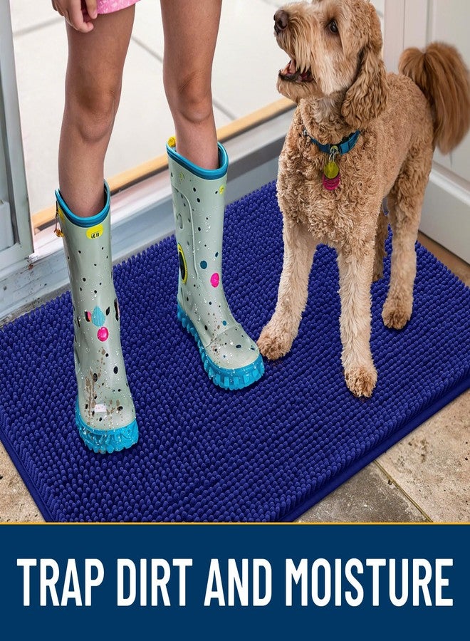 Smiry Dog Door Mat for Muddy Paws 30x20, Absorbs Moisture and Dirt Doormat, Non-Slip Washable Quick Dry Chenille Front Door Mat Indoor Entrance, Entryway Carpet for Inside Floor, Navy Blue - Image 3