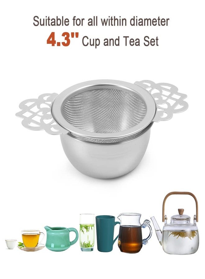 Picowe 2 Pack Tea Strainer Bowl, Stainless Steel Sliver Tea Strainers for Loose Tea Fine Mesh for 2.5-4 Inch Cup Mouth - Image 3