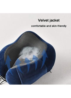 Swift Travel Pillow, Memory Foam, Airplane Neck Pillow with 3D Contoured Eye Masks, Earplugs and Storage Bag for Sleeping Rest, Blue  - Image 3