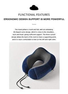 Swift Travel Pillow, Memory Foam, Airplane Neck Pillow with 3D Contoured Eye Masks, Earplugs and Storage Bag for Sleeping Rest, Blue  - Image 4