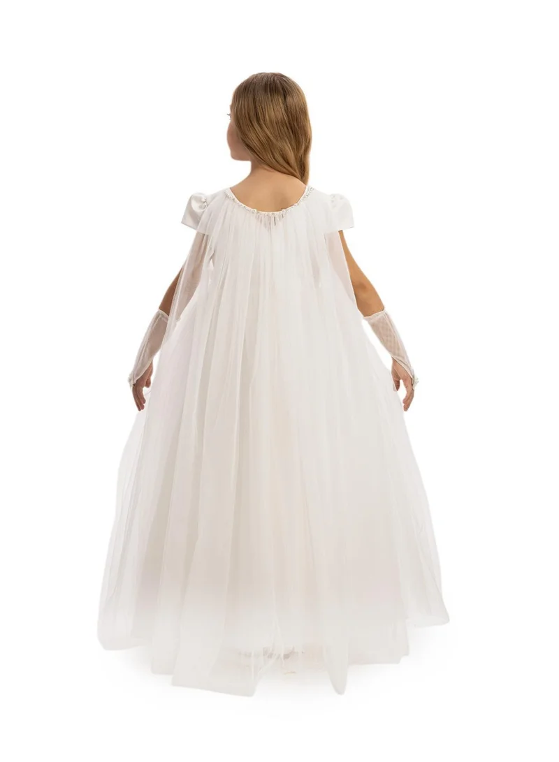 VIA BAMBINO White Tulle Flower Gown