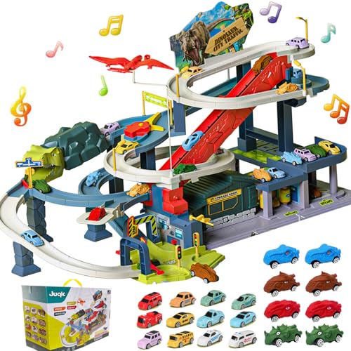 Juqic Kids Toy Car Ramp Track Railcar Slot Car Vehicle Race Tracks Play Set with 20 Mini Cars for Preschool Boys Puzzles Gifts Children Ages 3 to 6 or Older - Image 1