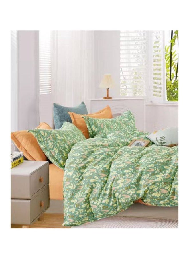 Single Size 4-Piece Cotton Bed Set – Duvet Cover 160x210 cm, Fitted Sheet 120x200+25 cm & 2 Pillow Covers – Soft Comfortable Bedding