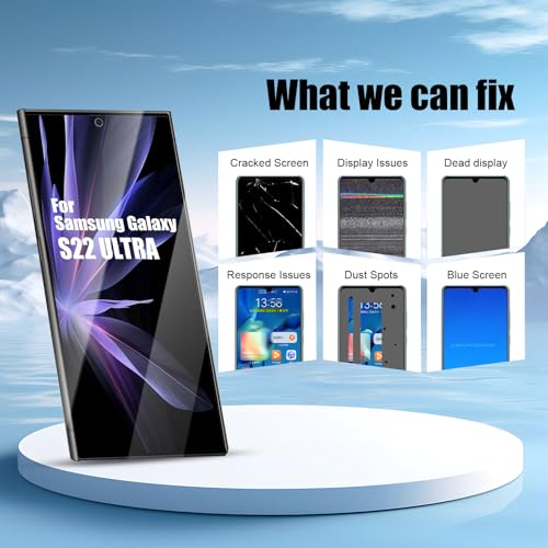 EFAITHLIFE Galaxy S22 Ultra 5G LCD Display Screen Assembly Replacement for Samsung Galaxy S22 Ultra Touch Digitizer Screen with Frame Tool Kits S908U S908B US Version Black (No Fingerprint)（US Version - Image 3