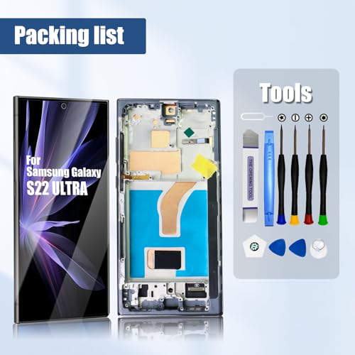 EFAITHLIFE Galaxy S22 Ultra 5G LCD Display Screen Assembly Replacement for Samsung Galaxy S22 Ultra Touch Digitizer Screen with Frame Tool Kits S908U S908B US Version Black (No Fingerprint)（US Version - Image 4