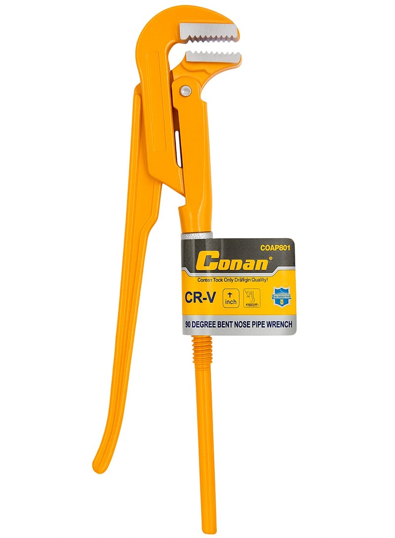 Conan 1-Inch 90° Bent Nose Pipe Wrench – CR-V Steel, Anti-Slip Grip – COAP801 - Image 1