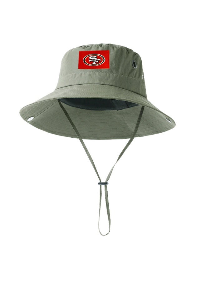 San Francisco 49ers Olive Green Wide-Brim NFL Bucket Hat with Adjustable Chin Strap