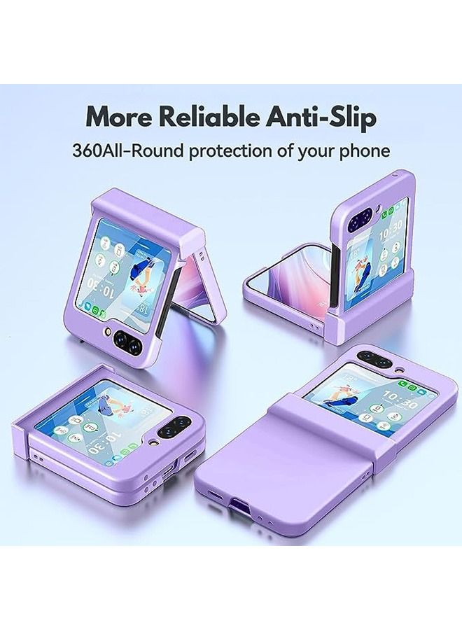For Samsung Z Flip 5 Case, Slim Soft Shock-Absorbing Anti-Scratch Cover Hard PC Back and TPU Bumper Protective Phone Case for Samsung Galaxy Z Flip 5 (Purple) - Image 4