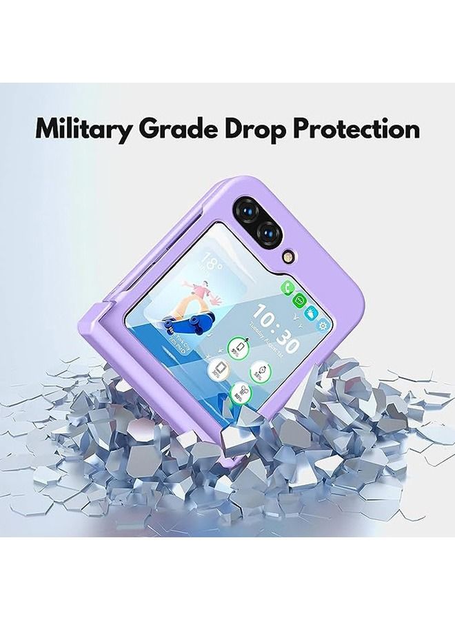 For Samsung Z Flip 5 Case, Slim Soft Shock-Absorbing Anti-Scratch Cover Hard PC Back and TPU Bumper Protective Phone Case for Samsung Galaxy Z Flip 5 (Purple) - Image 2