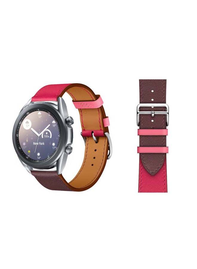 NIBEMINENT Genuine Leather Replacement Band For Samsung Galaxy Watch3 41mm Wine Red - Image 1