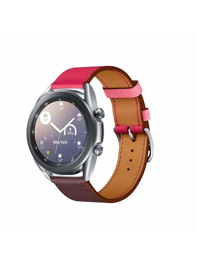 NIBEMINENT Genuine Leather Replacement Band For Samsung Galaxy Watch3 41mm Wine Red - Image 2