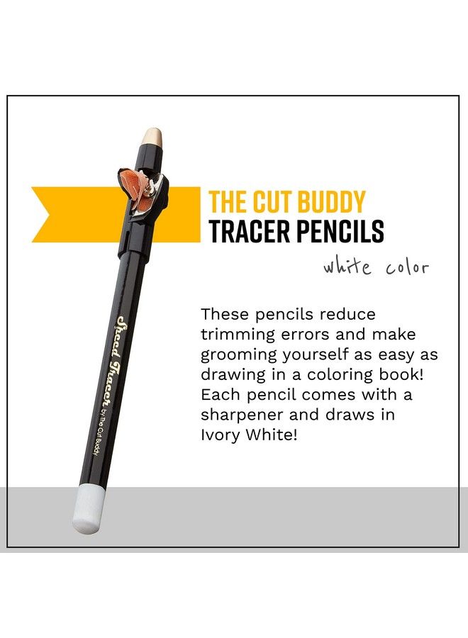The Cut Buddy مجموعة من 4 أقلام تحديد الوجه الأبيض لتحديد اللحية قبل التشذيب وقص الشعر وقلم اللحية مع مبراة للرجال - Image 3