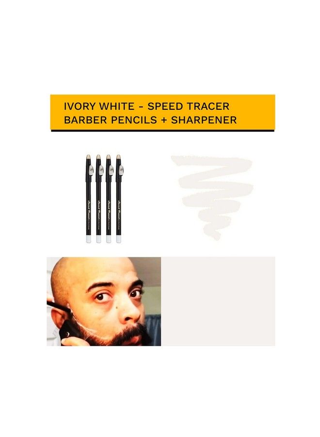 The Cut Buddy مجموعة من 4 أقلام تحديد الوجه الأبيض لتحديد اللحية قبل التشذيب وقص الشعر وقلم اللحية مع مبراة للرجال - Image 4
