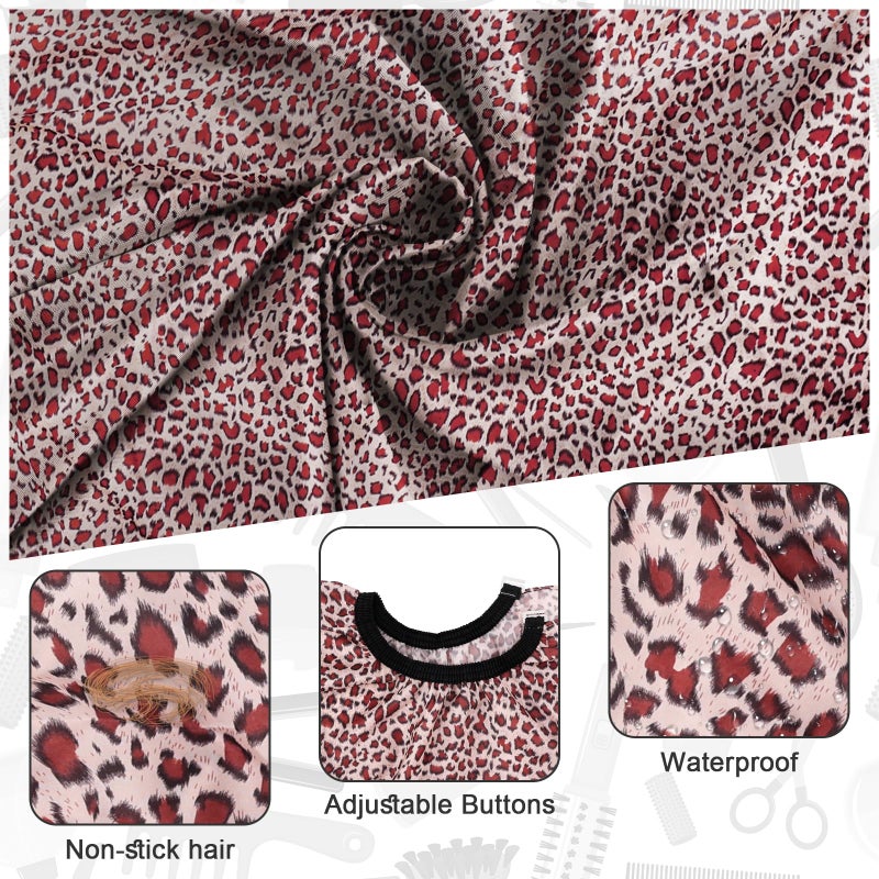 NICEMOVIC Hair Cutting Barber Cape with Neck Duster Brush and Barber Brush, Professional Barber Accessories Cleaning Supplies for Salon Haircut Styling- Leopard Print - Image 3