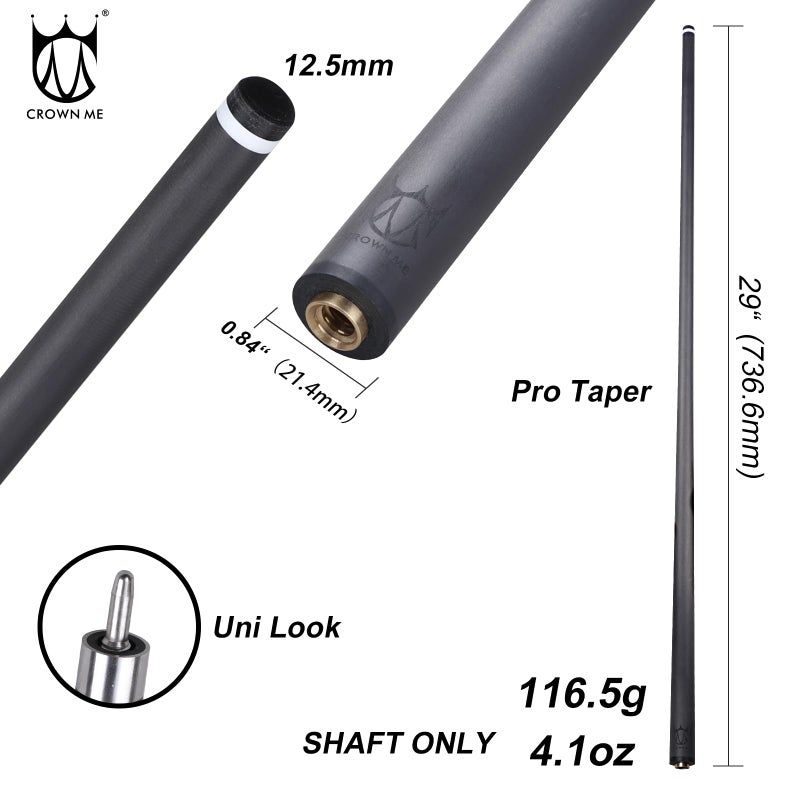 CROWN ME Uni Lock pin Pure Carbon Fiber Pool Cue Stick Shaft 12.5mm, Pro Carbon cue Shaft, Lowest Deflection Pool cue Shaft - Image 3