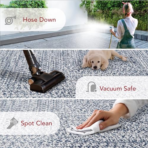nuLOOM 2' x 3' Solid Hand Braided Indoor/Outdoor Area Rug, Pet-Friendly, High Traffic, Weather Resistant, for Patio, Balcony, Bedroom, Living Room, Dining Room, Wynn Navy - Image 2