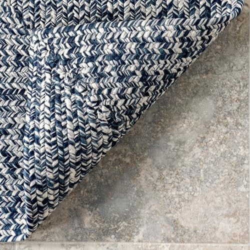 nuLOOM 2' x 3' Solid Hand Braided Indoor/Outdoor Area Rug, Pet-Friendly, High Traffic, Weather Resistant, for Patio, Balcony, Bedroom, Living Room, Dining Room, Wynn Navy - Image 4
