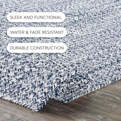 nuLOOM 2' x 3' Solid Hand Braided Indoor/Outdoor Area Rug, Pet-Friendly, High Traffic, Weather Resistant, for Patio, Balcony, Bedroom, Living Room, Dining Room, Wynn Navy - Image 3
