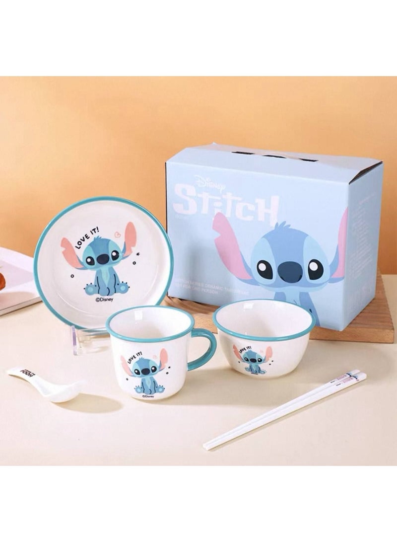 ستيتش طقم بورسلين (طبق +بولة+مج+معلقة+عيدان) - Image 1