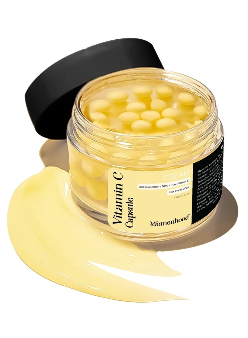 الأنوثة كبسولة فيتامين سي الذهبية من وومنهود ديب | كريم بوبا كوري مع نبق البحر، نيناسيناميد، وفيتامين هـ | مرطب للوجه لترطيب البشرة وتفتيحها ومكافحة الشيخوخة | العناية بالبشرة الكورية (100 غرام) - Image 1