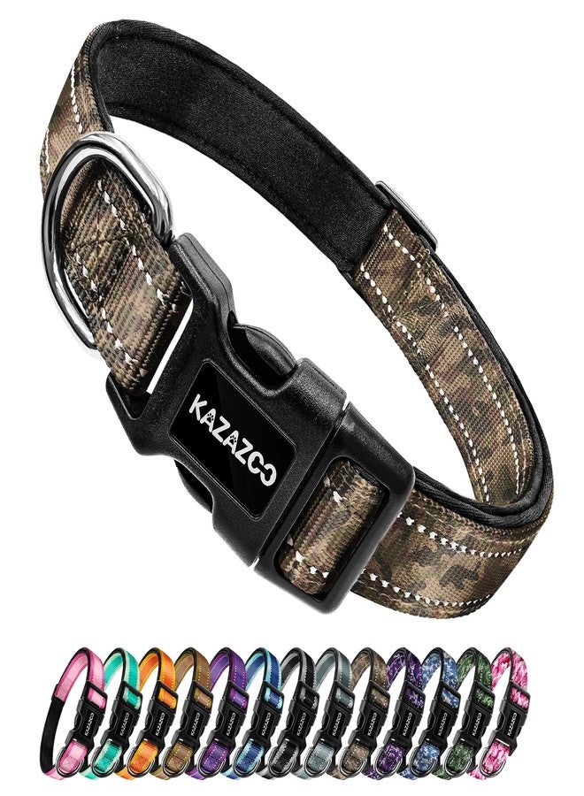 Kazazoo Reflective Dog Collar with Soft Padding Dog Collar for Medium & Small Dogs, No Pull, Heavy Duty, Adjustable Nylon Collar with Quick-Release Buckle, Walking Training camo-XS - Image 1