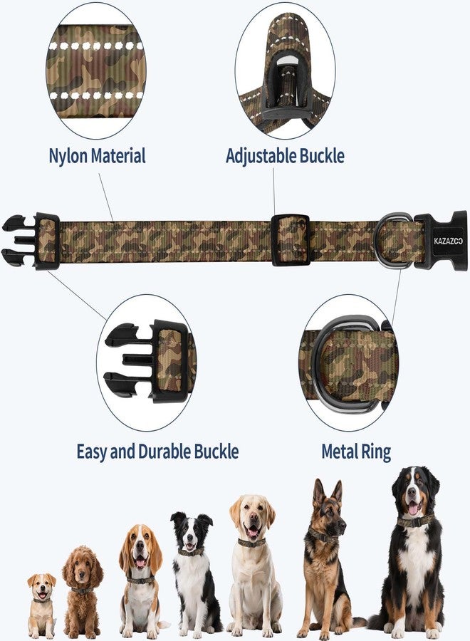 Kazazoo Reflective Dog Collar with Soft Padding Dog Collar for Medium & Small Dogs, No Pull, Heavy Duty, Adjustable Nylon Collar with Quick-Release Buckle, Walking Training camo-XS - Image 4
