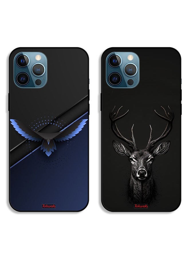 Tolwak - Two Cases For Apple iPhone 12 Pro Protective Covers Eagle Deer Digital Art - Image 1