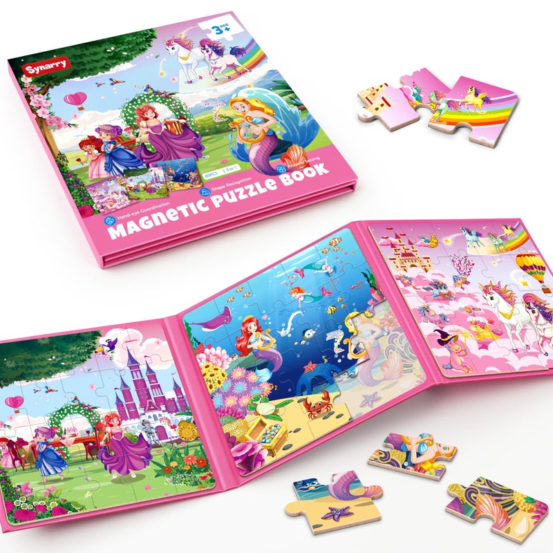 SYNARRY Unicorn Mermaid Princess Magnetic Puzzles for Toddlers 35 Girls 20 Pieces Travel Puzzles for Kids Ages 46 Car Airplane Road Trip Activities Toys for 3 4 5 6 Year Old Girls Birthday Gifts - Image 4