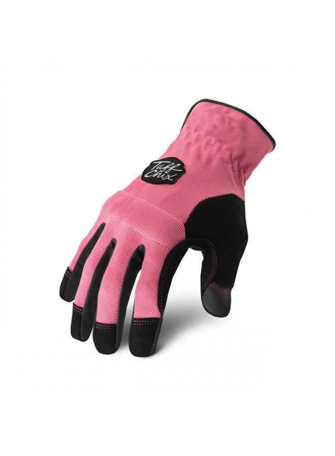 Ironclad Tuff Chix Women's Work Gloves TCX, Designed for Women's Hands, Performance Fit, Durable, Machine Washable, (1 Pair), LARGE Pink - Image 1