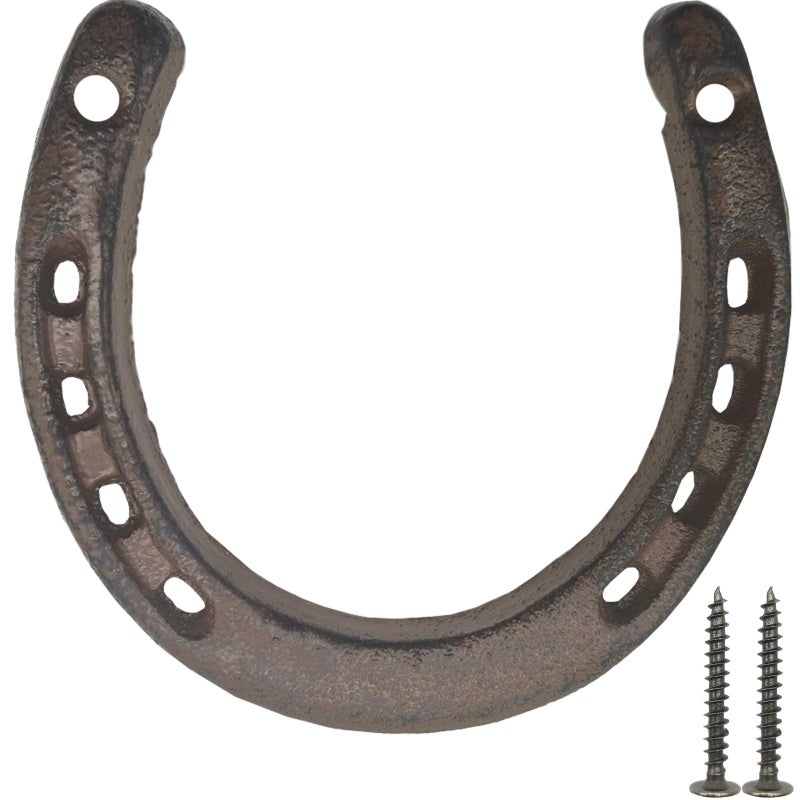 TIHOOD Cast Iron Horseshoe Wall Decor Medium Horseshoe Durable Cast Iron 5 Holes On Each Side for Indoor Or Outdoor