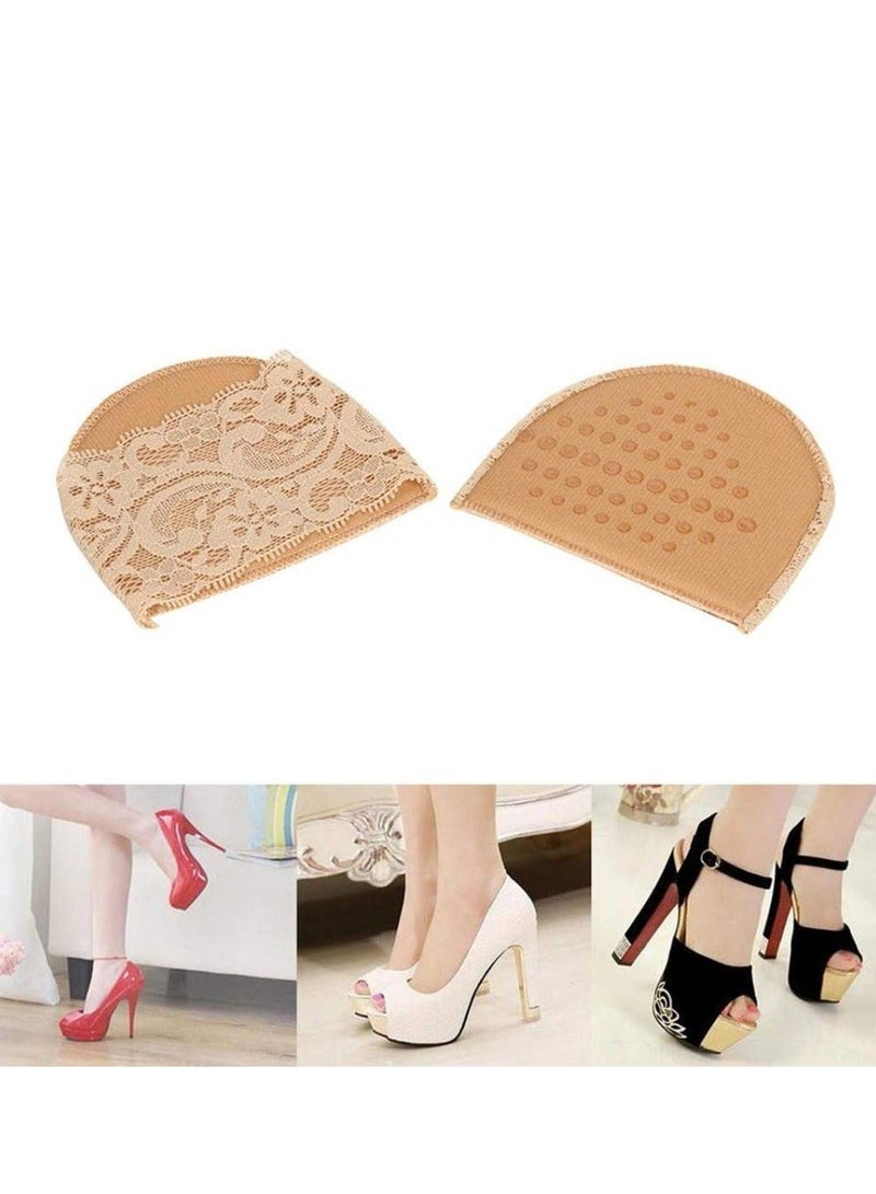Y&D Invisible Lace Forefoot Cushion, Women's Half Size Cushion High Heels Anti-slip Breathable Sponge Bottom Socks Sweat-absorbing Open Toe Sock (3 Pairs, Skin Color) - Image 4