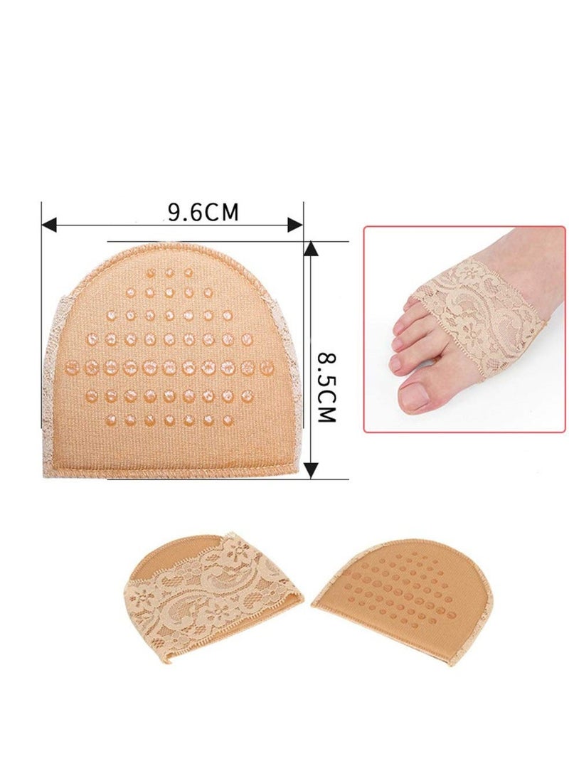 Y&D Invisible Lace Forefoot Cushion, Women's Half Size Cushion High Heels Anti-slip Breathable Sponge Bottom Socks Sweat-absorbing Open Toe Sock (3 Pairs, Skin Color) - Image 5