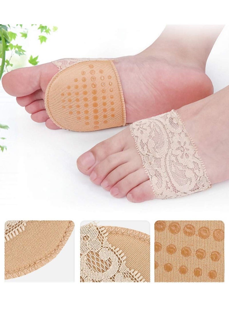 Y&D Invisible Lace Forefoot Cushion, Women's Half Size Cushion High Heels Anti-slip Breathable Sponge Bottom Socks Sweat-absorbing Open Toe Sock (3 Pairs, Skin Color) - Image 2