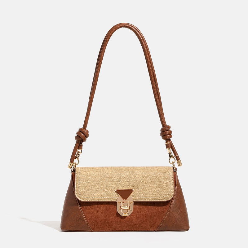 French Retro Bag With Contrasting Colors, Underarm Bag For Women, Model, Woman Bags, Commuter Baguette Shoulder Crossbody Bag - Image 1