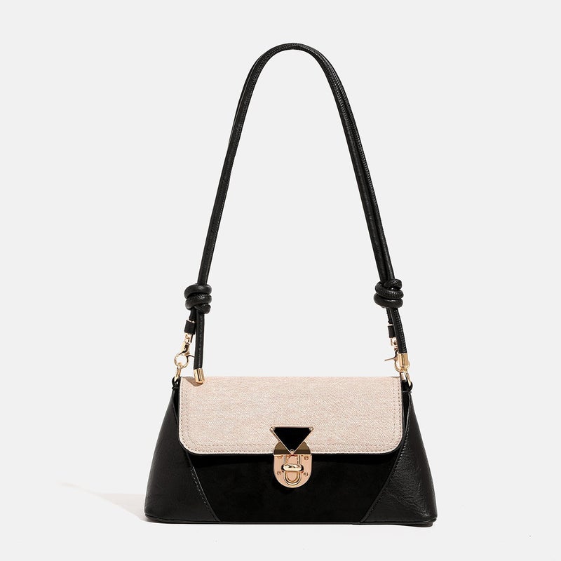 French Retro Bag With Contrasting Colors, Underarm Bag For Women, Model, Woman Bags, Commuter Baguette Shoulder Crossbody Bag - Image 3