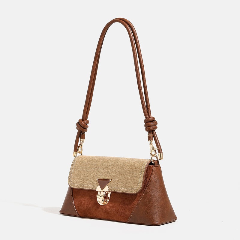 French Retro Bag With Contrasting Colors, Underarm Bag For Women, Model, Woman Bags, Commuter Baguette Shoulder Crossbody Bag - Image 4